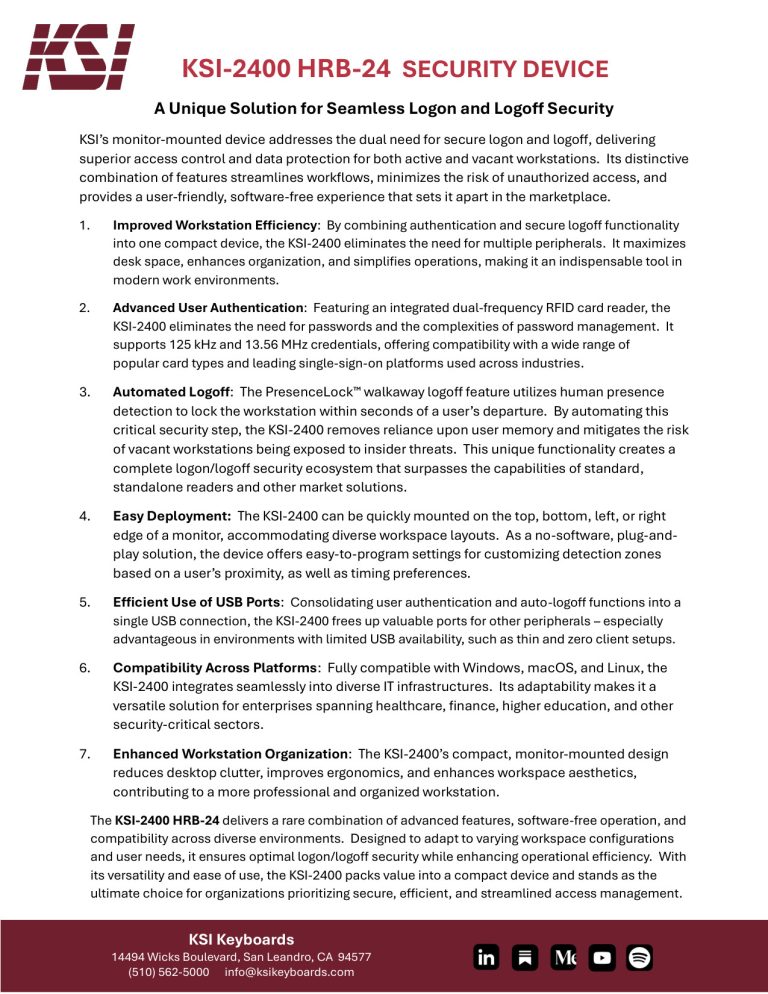 KSI-2400 HRB-24 Value Proposition